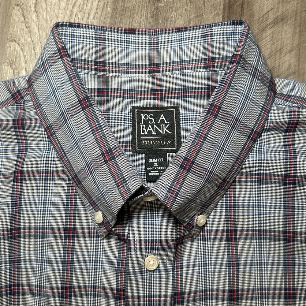 Jos. A. Bank Traveller Checkered Plaid Slim Fit Long Sleeve Button Down - XL - Picture 5 of 6